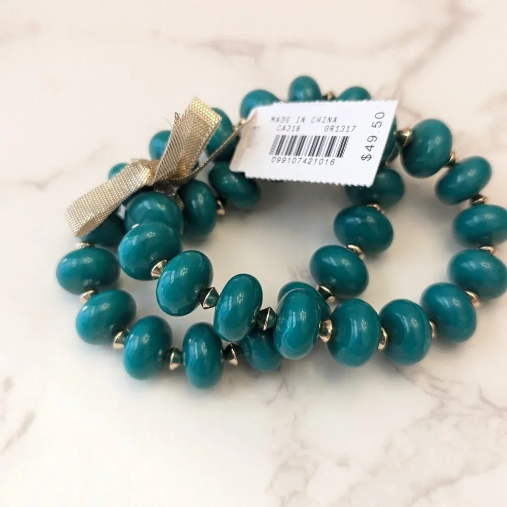 J.Crew Factory Chunky Bead Stretch Bracelets Set-of-Two